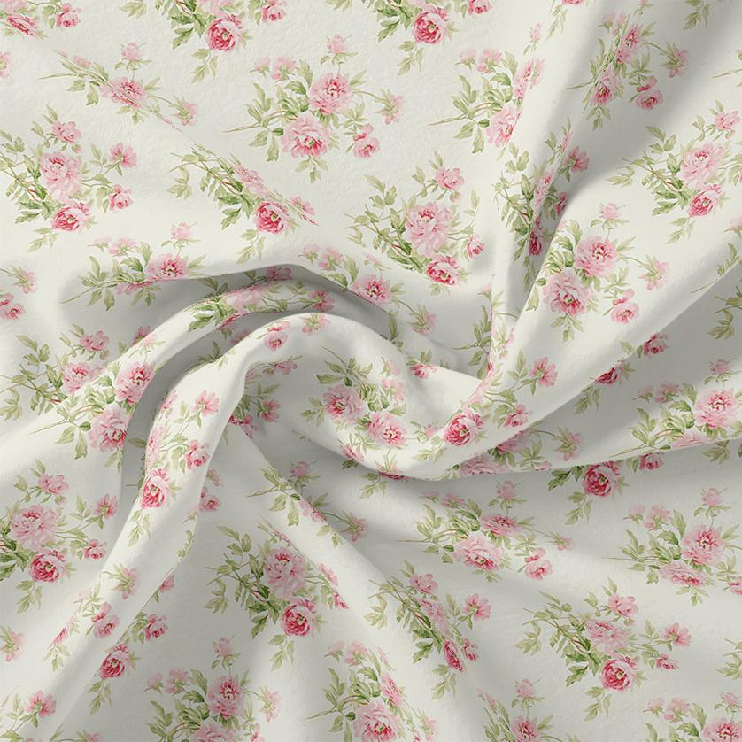 Attractive Summer Pink Roses Seamless Digital Printed Fabric - Rayon - FAB VOGUE Studio®