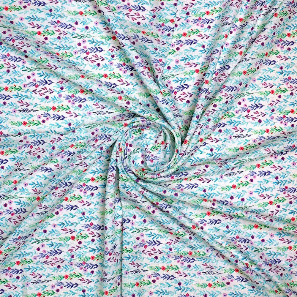 Tiny Multicolour Leaves With Tiny Flower Digital Printed Fabric - Rayon – ra 0 ma017710 110 tiny multicolour leaves with tiny flower digital printed fabric rayon 1