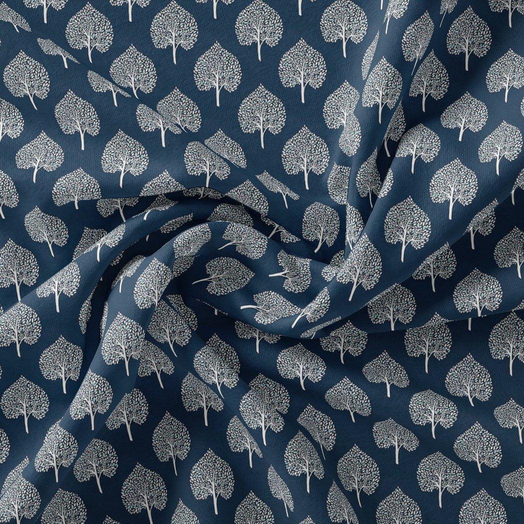 Stylized Mepal Leaf Motif Digital Printed Fabric - Rayon - FAB VOGUE Studio®