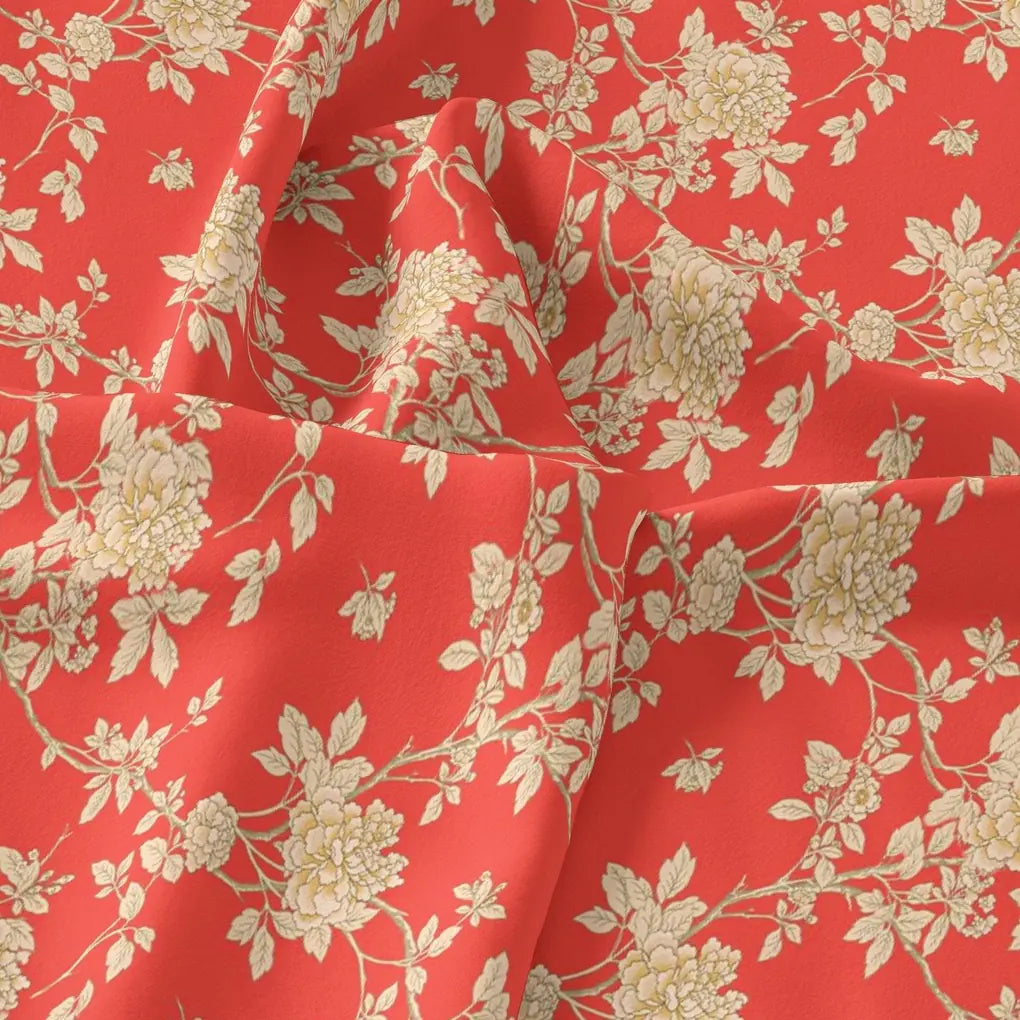 Flower Bunch On Dreamy Orange Digital Printed Fabric  - Rayon – ra 0 ma03131p3 110 flower bunch on dreamy orange digital printed fabric rayon 3