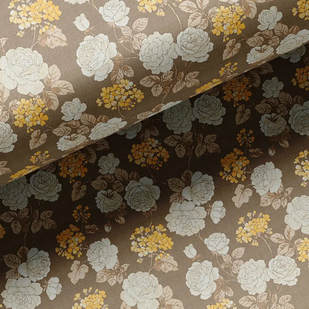 Beautiful Floral Vine Over Brown Base Digital Printed Fabric – ra 0 ma09110 110 beautiful floral vine over brown base digital printed fabric 3