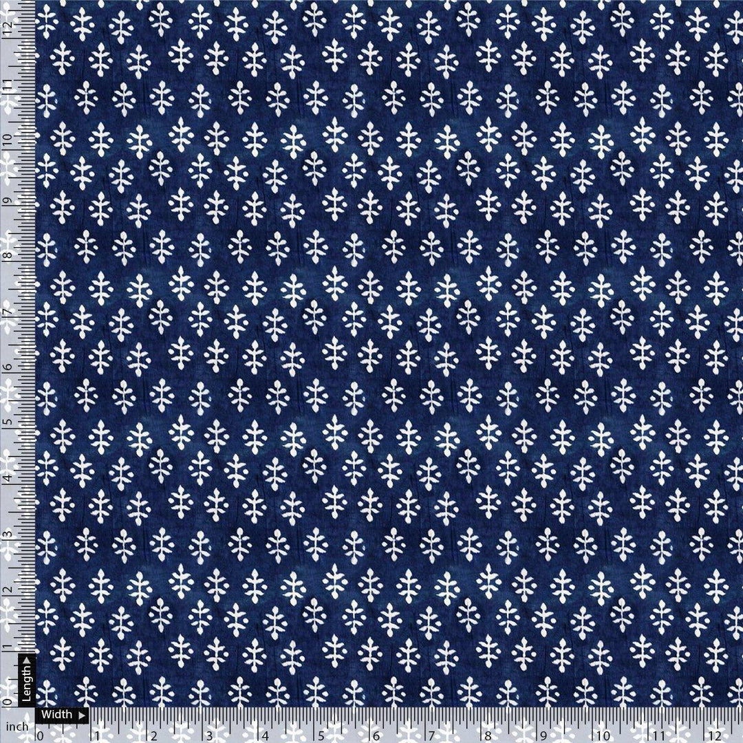 Beautiful Tiny Blue Plants Digital Printed Fabric - Rayon - FAB VOGUE Studio®