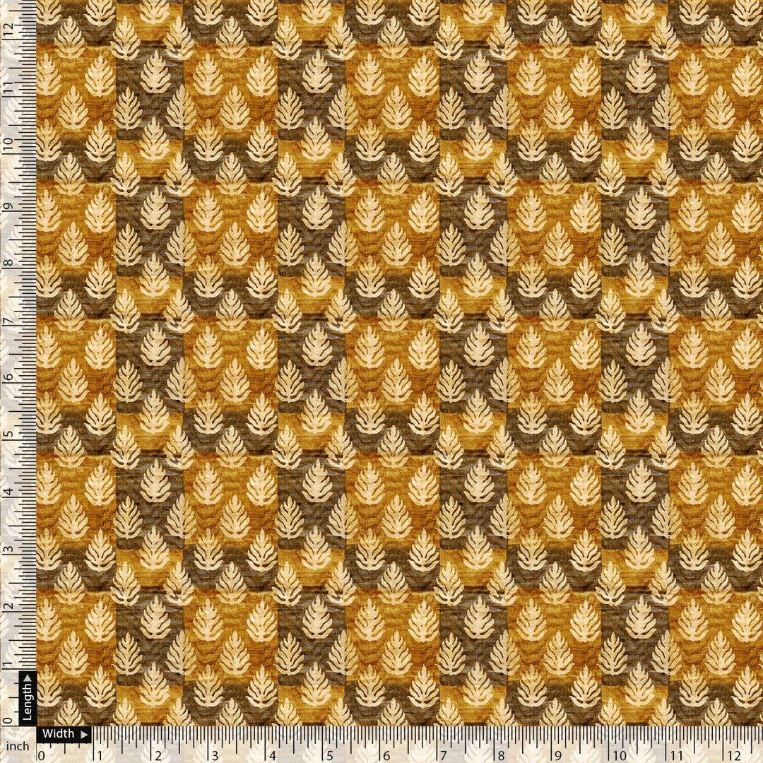 Tiny Walnut Yellow Leaves Digital Printed Fabric - Rayon - FAB VOGUE Studio®