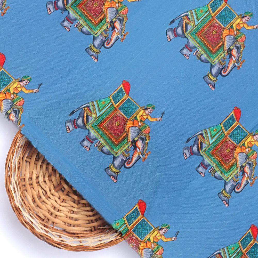 Traditional Elephant Motif Digital Printed Fabric - FAB VOGUE Studio®