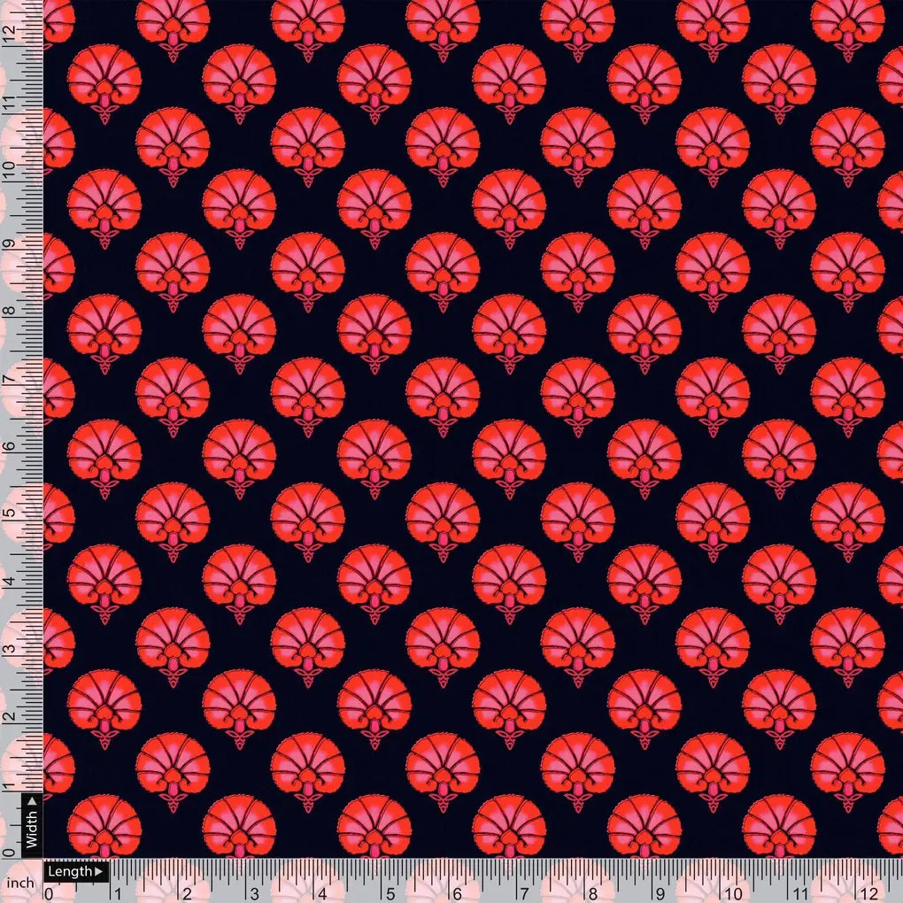 Beautiful Red Floral Over Dark Blue Base Printed Fabric – ra 0 ta01245 110 beautiful red floral over dark blue base printed fabric 4