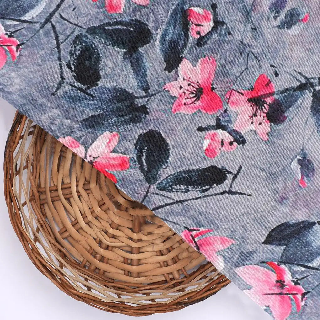 Rustic Looked Pink Flower Digital Printed Fabric - Rayon – ra 0 ta05430 110 rustic looked pink flower digital printed fabric rayon 2