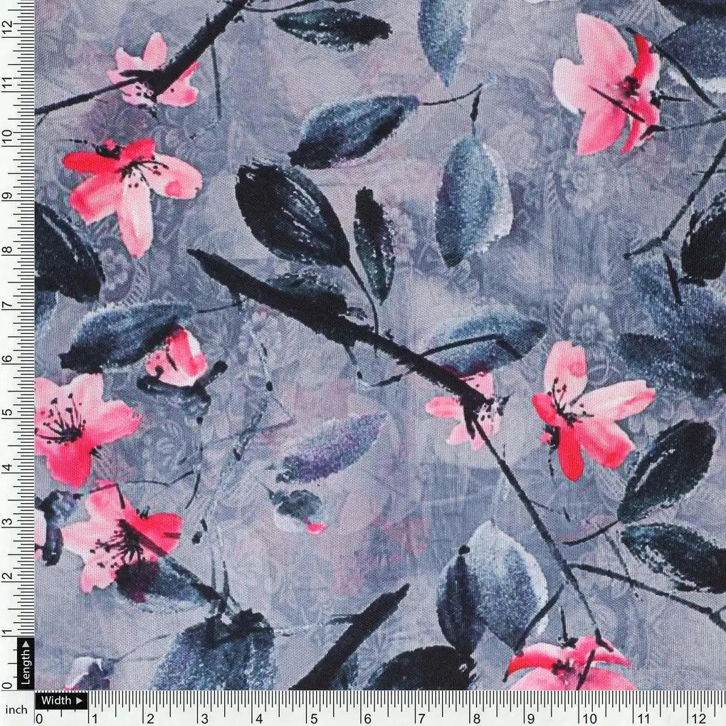 Rustic Looked Pink Flower Digital Printed Fabric - Rayon – ra 0 ta05430 110 rustic looked pink flower digital printed fabric rayon 4