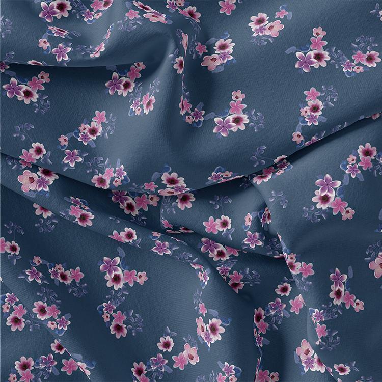 Pinkish Flowers With Neavy Blue Digital Printed Fabric - Rayon – ra 0 ta05602 110 pinkish flowers with neavy blue digital printed fabric rayon 1