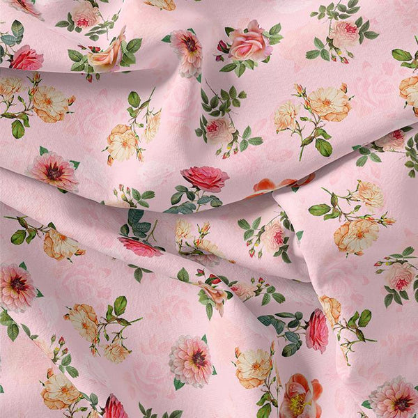 Pink And Peach Roses Allover Digital Printed Fabric - Rayon – ra 0 ta05620p4 110 pink and peach roses allover digital printed fabric rayon 1