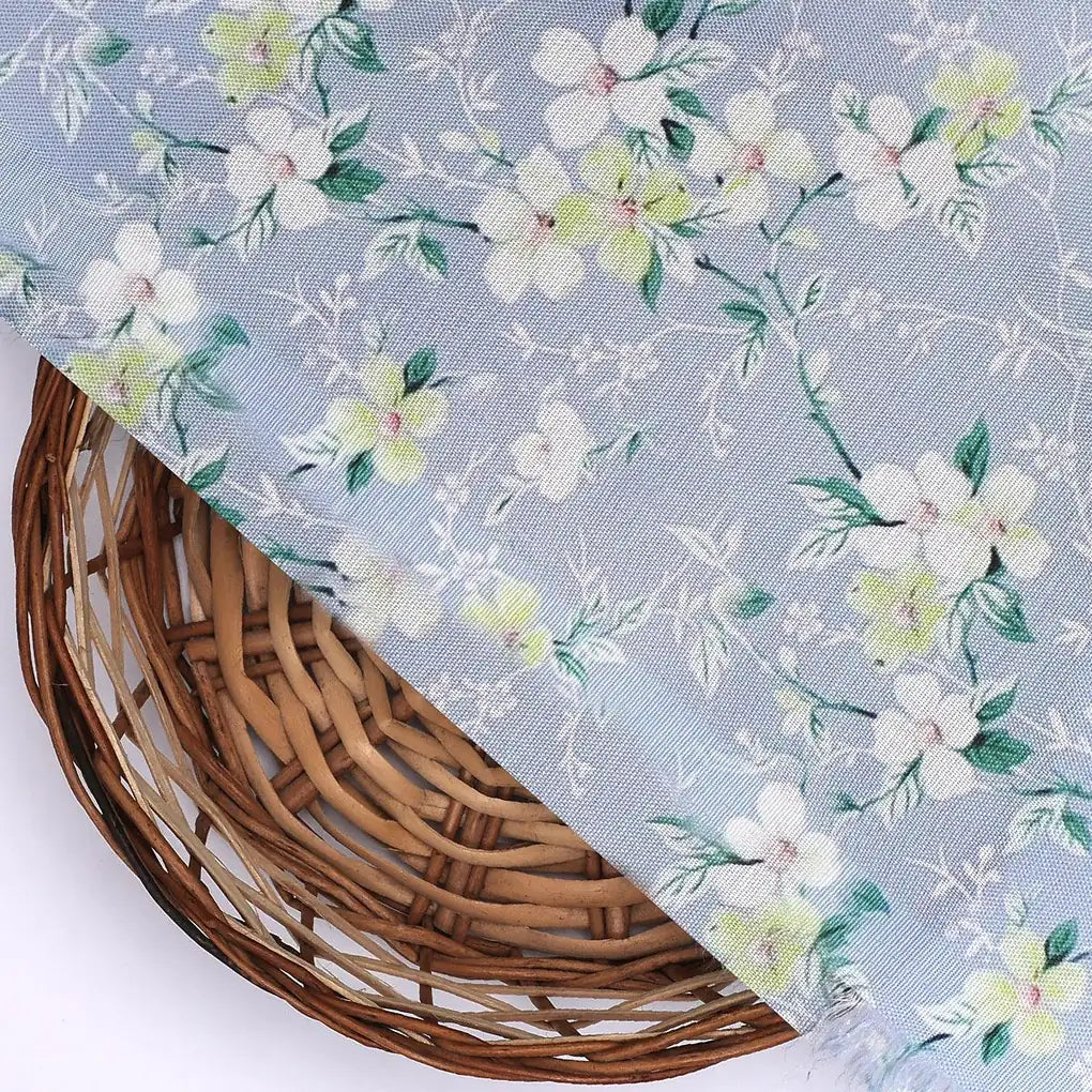 Beautiful White Jasmine Valley Flower Digital Printed Fabric - Rayon – ra 0 ta05677 110 beautiful white jasmine valley flower digital printed fabric rayon 2