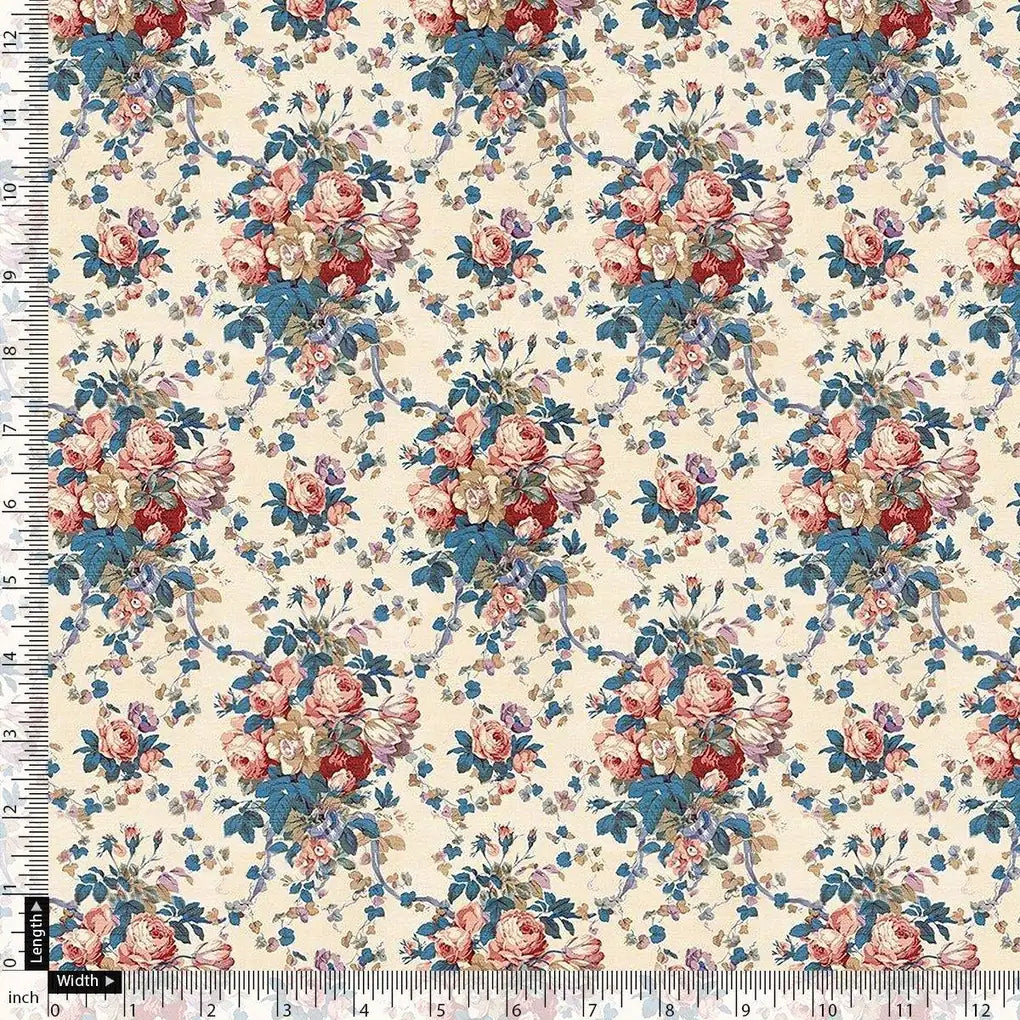 Beautiful Ditsy Flowers On Blue Digital Printed Fabric - Rayon – ra 0 ta05681 110 beautiful ditsy flowers on blue digital printed fabric rayon 4