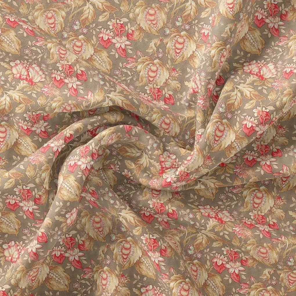 Decorative Leaves With Chiku Brown Digital Printed Fabric - Rayon – ra 0 ta05682 110 decorative leaves with chiku brown digital printed fabric rayon 1