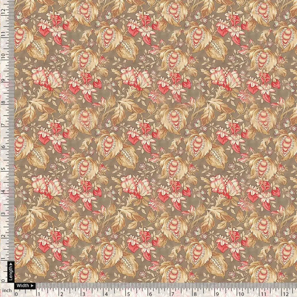 Decorative Leaves With Chiku Brown Digital Printed Fabric - Rayon – ra 0 ta05682 110 decorative leaves with chiku brown digital printed fabric rayon 4