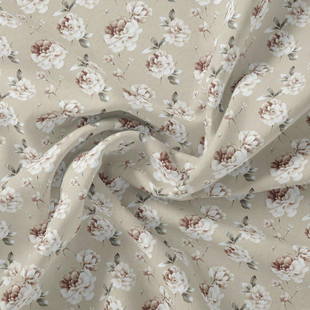 Greek Camelia Roses Digital Printed Fabric - Rayon - FAB VOGUE Studio®
