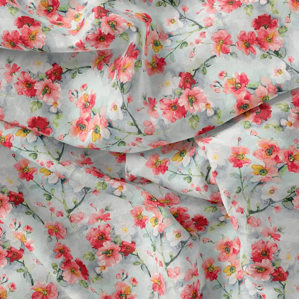 Watercolour Buttercup Flower Digital Printed Fabric - Rayon – ra 0 ta06067 110 watercolour buttercup flower digital printed fabric rayon 3
