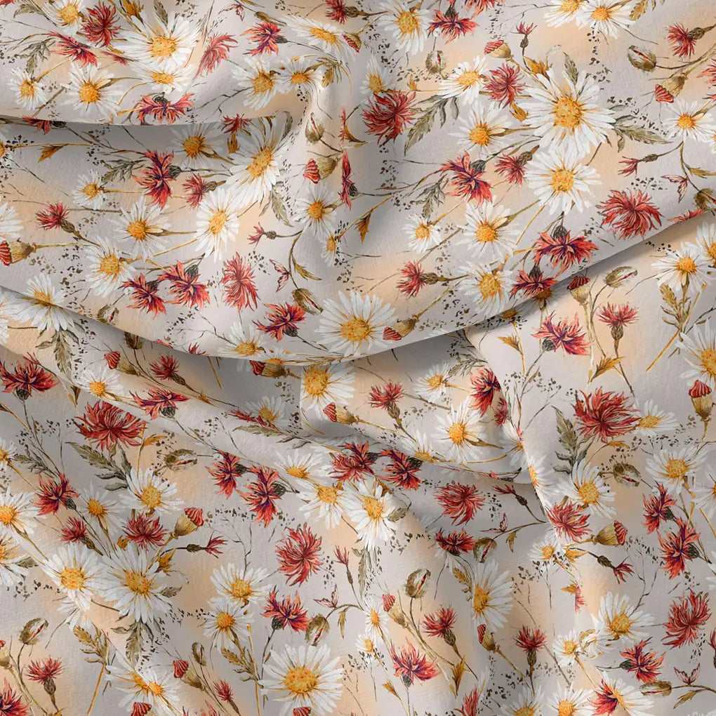 Daisy Branch Of White Flower Digital Printed Fabric - Rayon – ra 0 ta06071 110 daisy branch of white flower digital printed fabric rayon 3