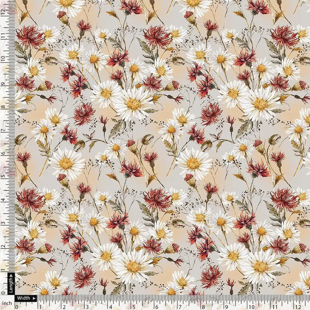 Daisy Branch Of White Flower Digital Printed Fabric - Rayon – ra 0 ta06071 110 daisy branch of white flower digital printed fabric rayon 4