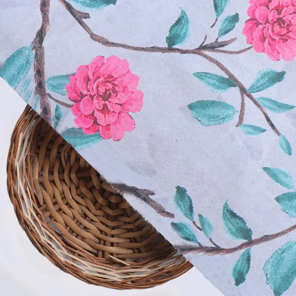 Pink Flower And Branch Digital Printed Fabric - Rayon – ra 0 ta06641p4 110 pink flower and branch digital printed fabric rayon 2