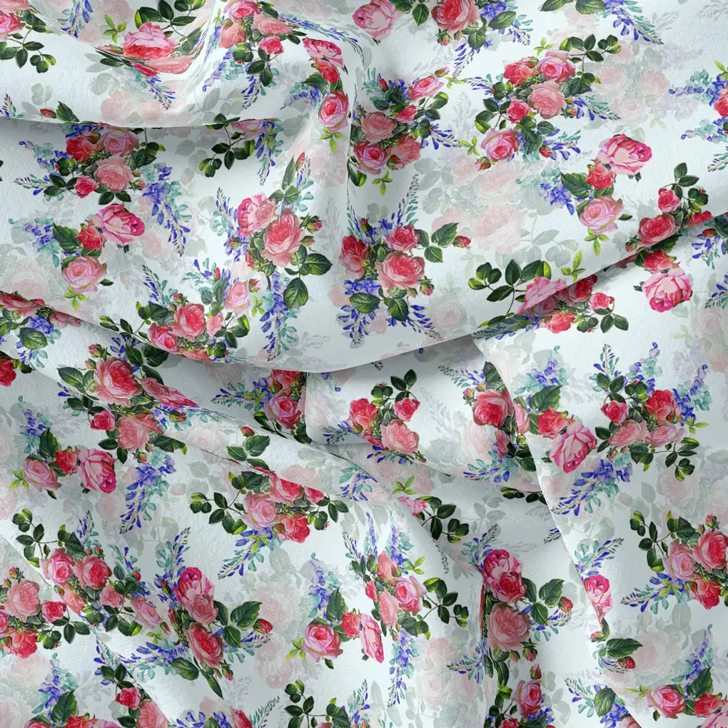 Red Rose Bunch Repeat Digital Printed Fabric - Rayon – ra 0 ta06676 110 red rose bunch repeat digital printed fabric rayon 3