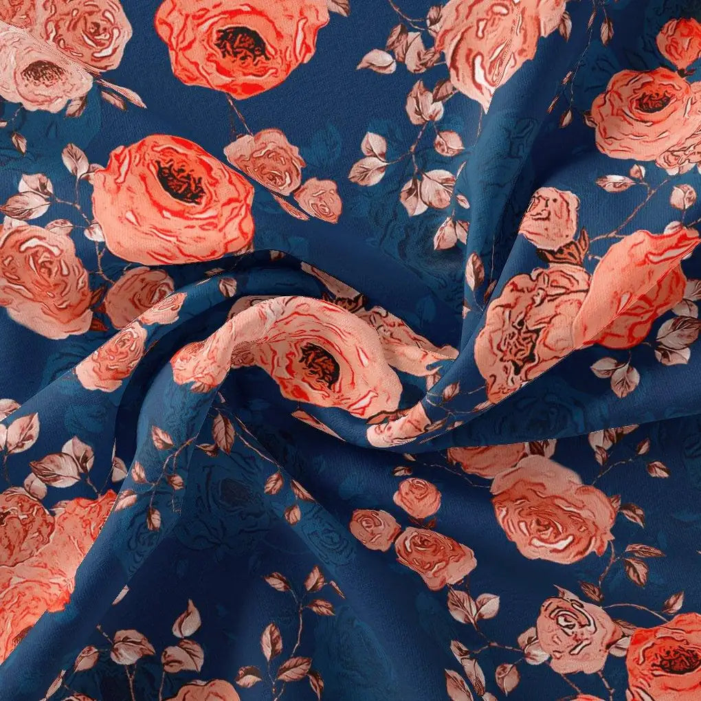 Redish Floral Repeat Digital Printed Fabric - Rayon – ra 0 ta06678 110 redish floral repeat digital printed fabric rayon 3