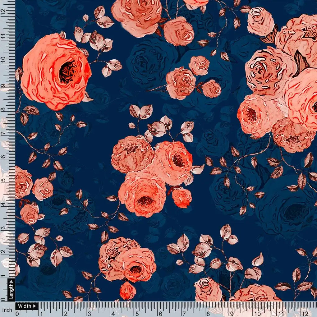 Redish Floral Repeat Digital Printed Fabric - Rayon – ra 0 ta06678 110 redish floral repeat digital printed fabric rayon 4