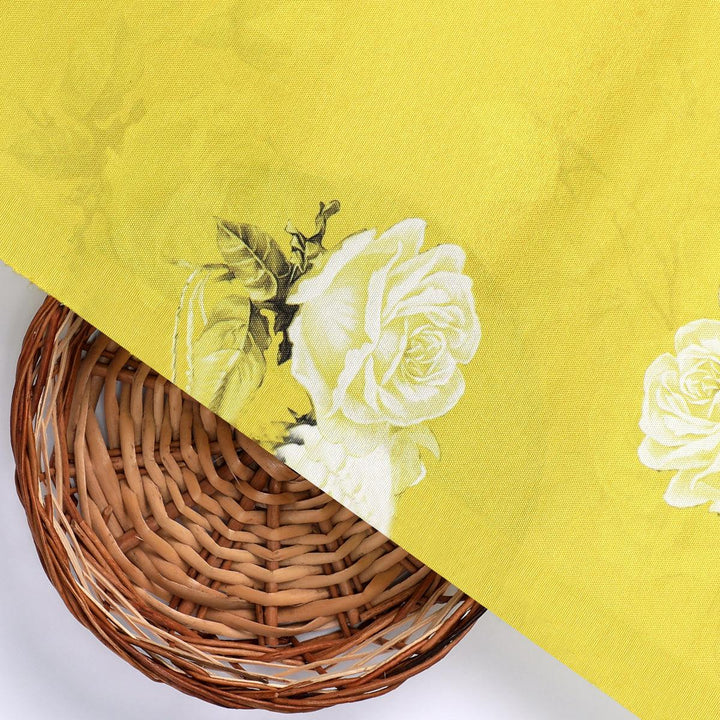 Lemon Yellow Flower Allover Digital Printed Fabric - Rayon - FAB VOGUE Studio®