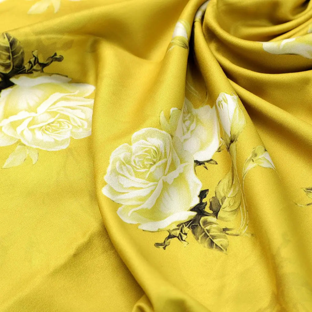 Lemon Yellow Flower Allover Digital Printed Fabric - Rayon – ra 0 ta06831p8 110 lemon yellow flower allover digital printed fabric rayon 3