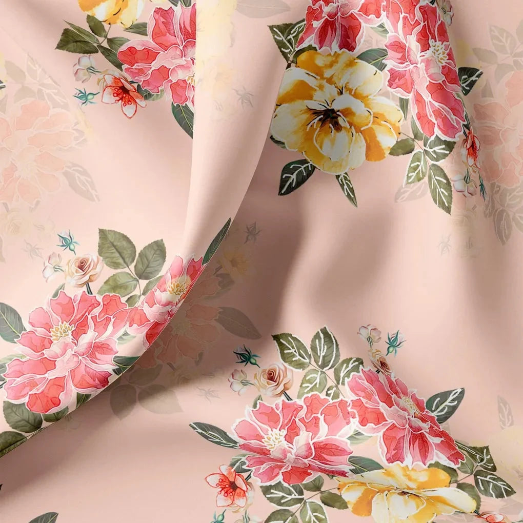 Colorful Floral Peach-Base Digital Printed Fabric – ra 0 ta07199p3 110 colorful floral peach base digital printed fabric 1