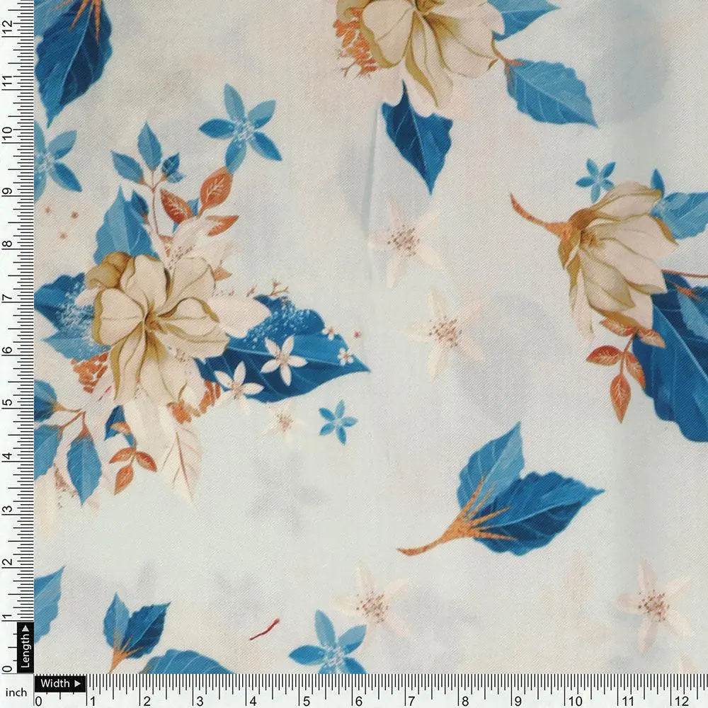Flower On Ocean Blue Digital Printed Fabric - Rayon – ra 0 ta07233p1 110 flower on ocean blue digital printed fabric rayon 4