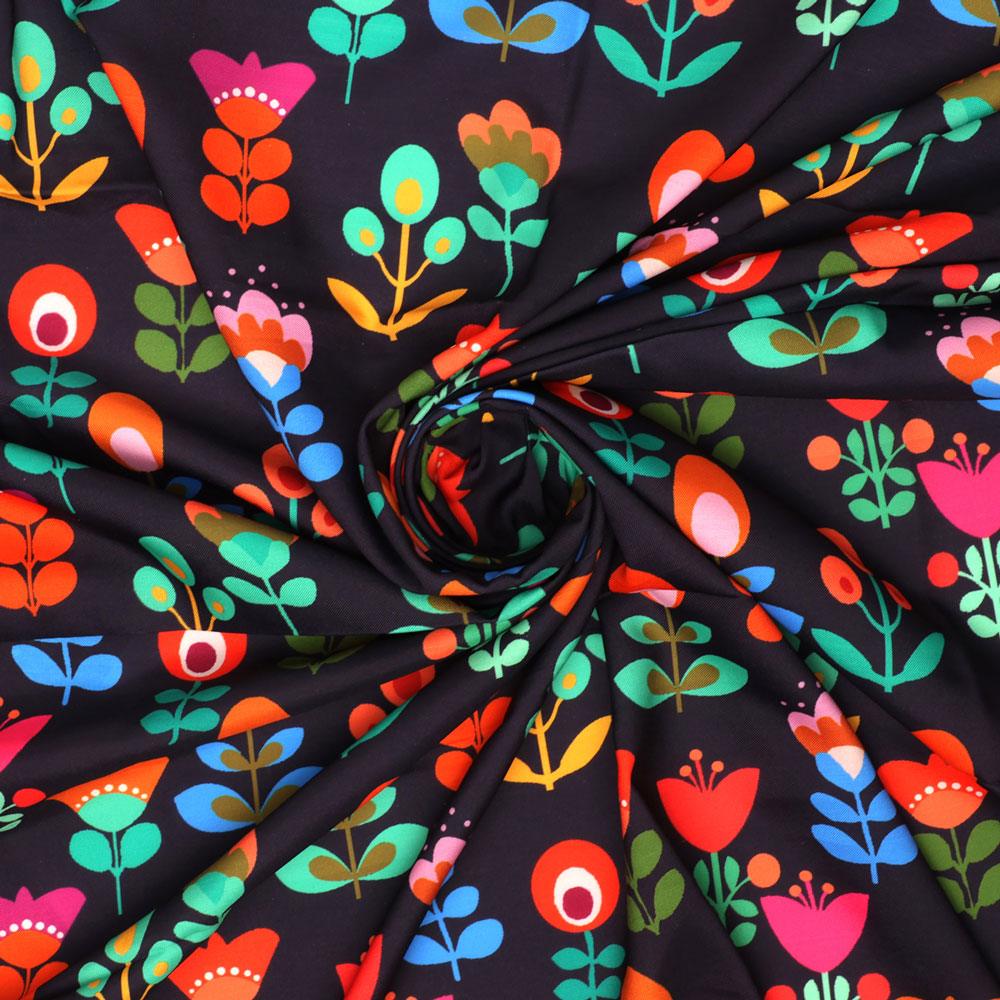 Sketchy Flowers Pattern Digital Printed Fabric - Rayon - FAB VOGUE Studio®