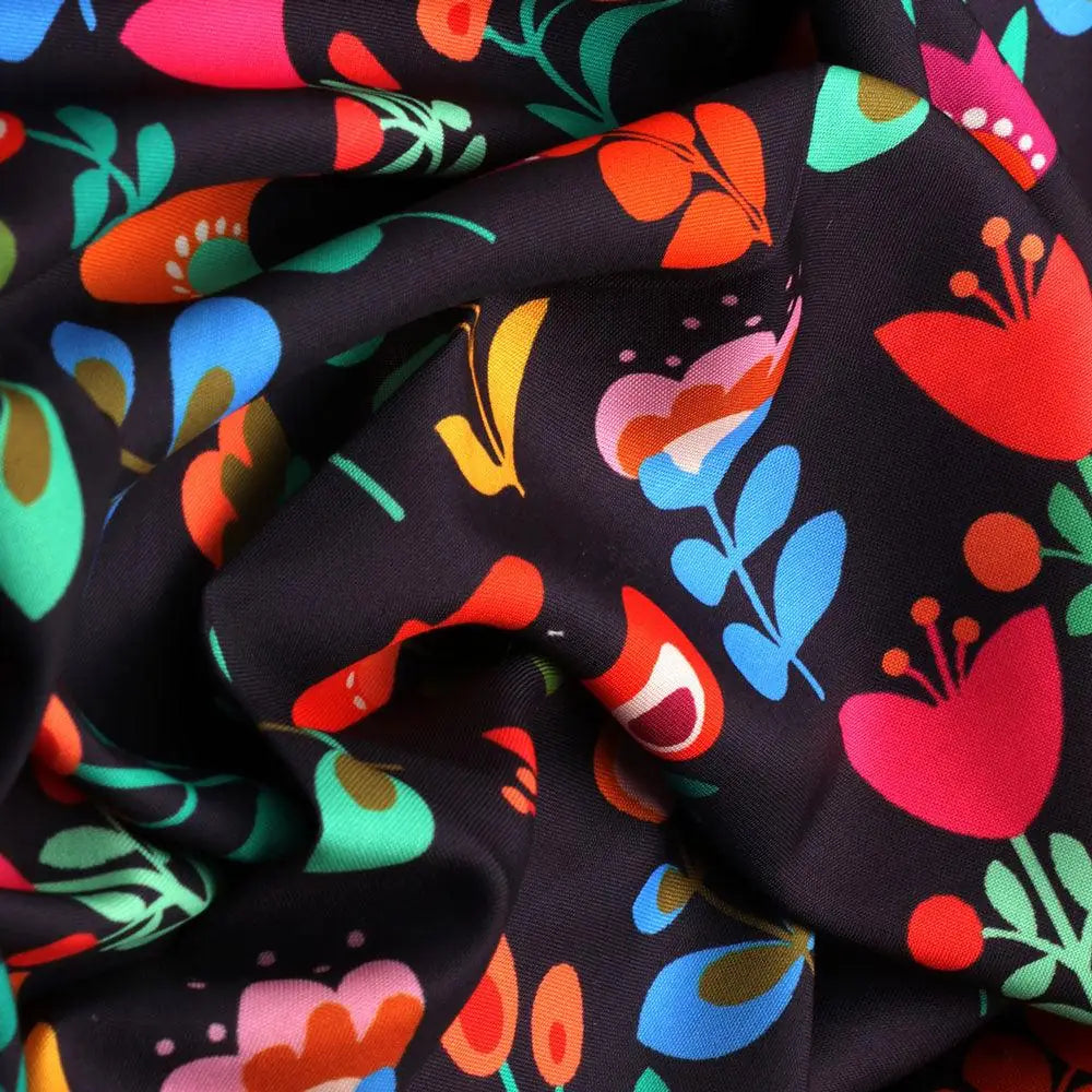 Sketchy Flowers Pattern Digital Printed Fabric - Rayon – ra 0 ta07617 110 sketchy flowers pattern digital printed fabric rayon 3