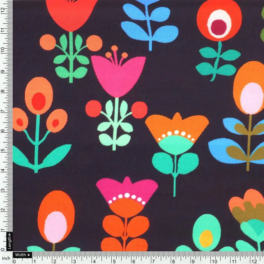 Sketchy Flowers Pattern Digital Printed Fabric - Rayon – ra 0 ta07617 110 sketchy flowers pattern digital printed fabric rayon 4