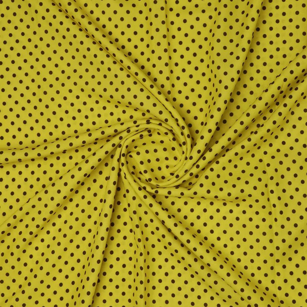 Yellow Polka Dot Digital Printed Fabric - Rayon – ra 0 ta07619p2 110 yellow polka dot digital printed fabric rayon 1