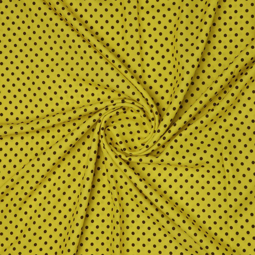 Yellow Polka Dot Digital Printed Fabric - Rayon - FAB VOGUE Studio®