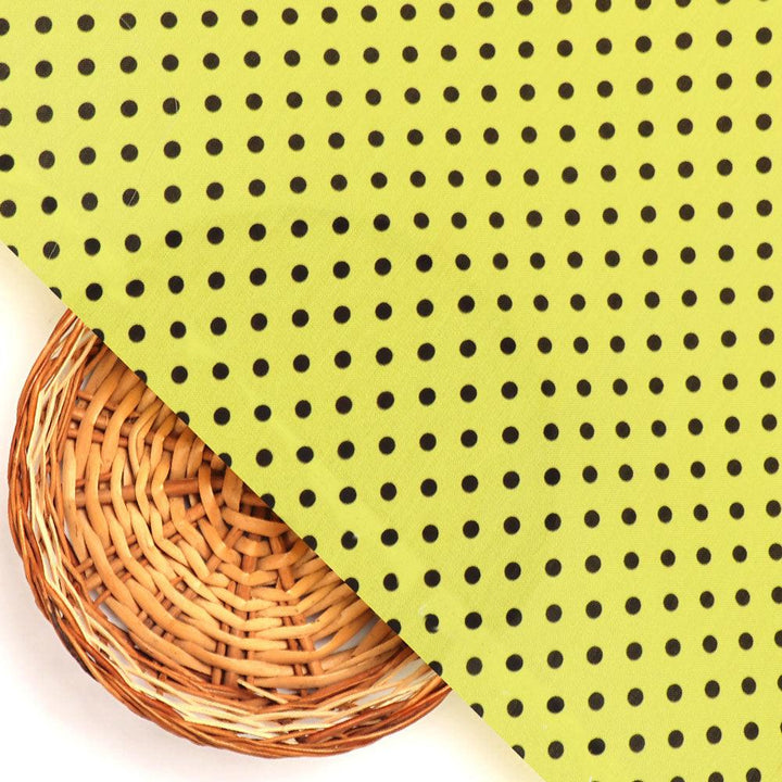 Yellow Polka Dot Digital Printed Fabric - Rayon - FAB VOGUE Studio®