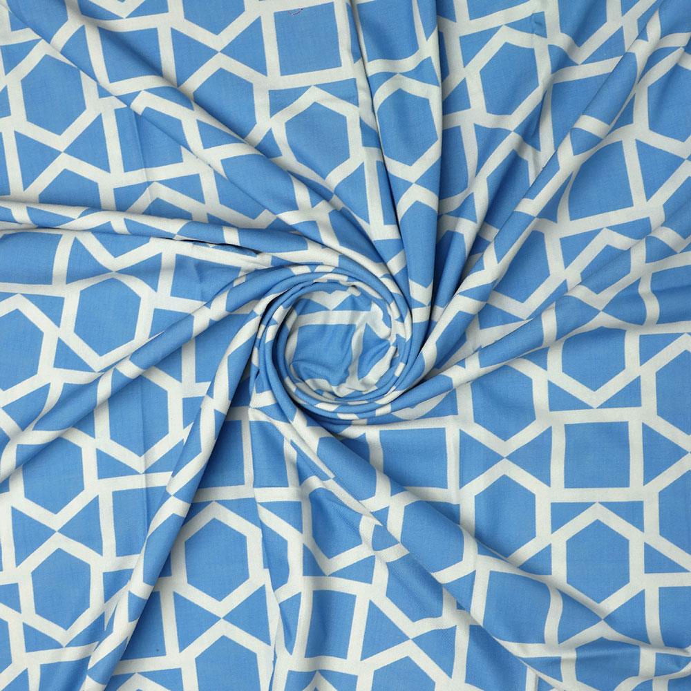 Harlequin Square And Hexagon Digital Printed Fabric - Rayon - FAB VOGUE Studio®