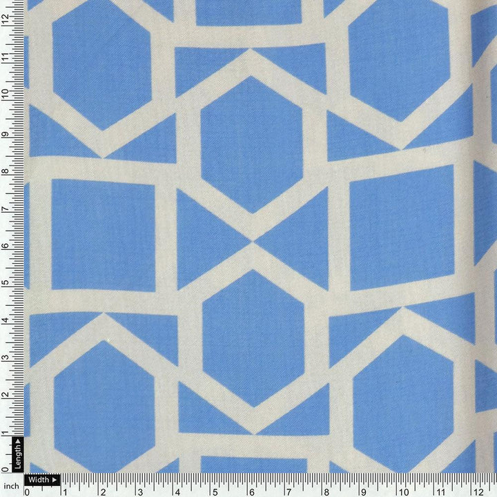 Harlequin Square And Hexagon Digital Printed Fabric - Rayon - FAB VOGUE Studio®