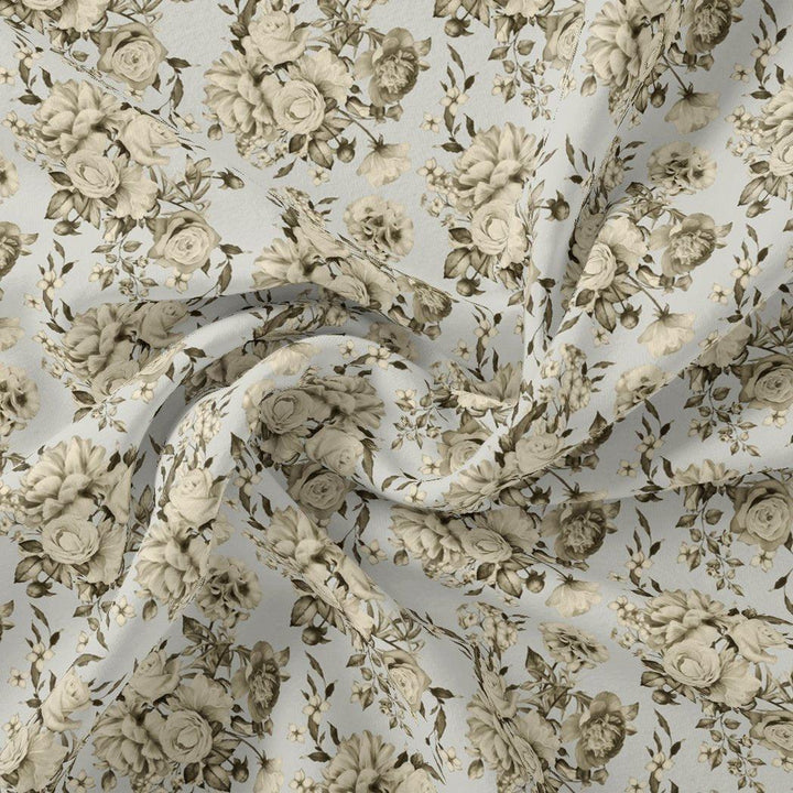 Floral Bright Golden Floral Digital Printed Fabric - Rayon - FAB VOGUE Studio®