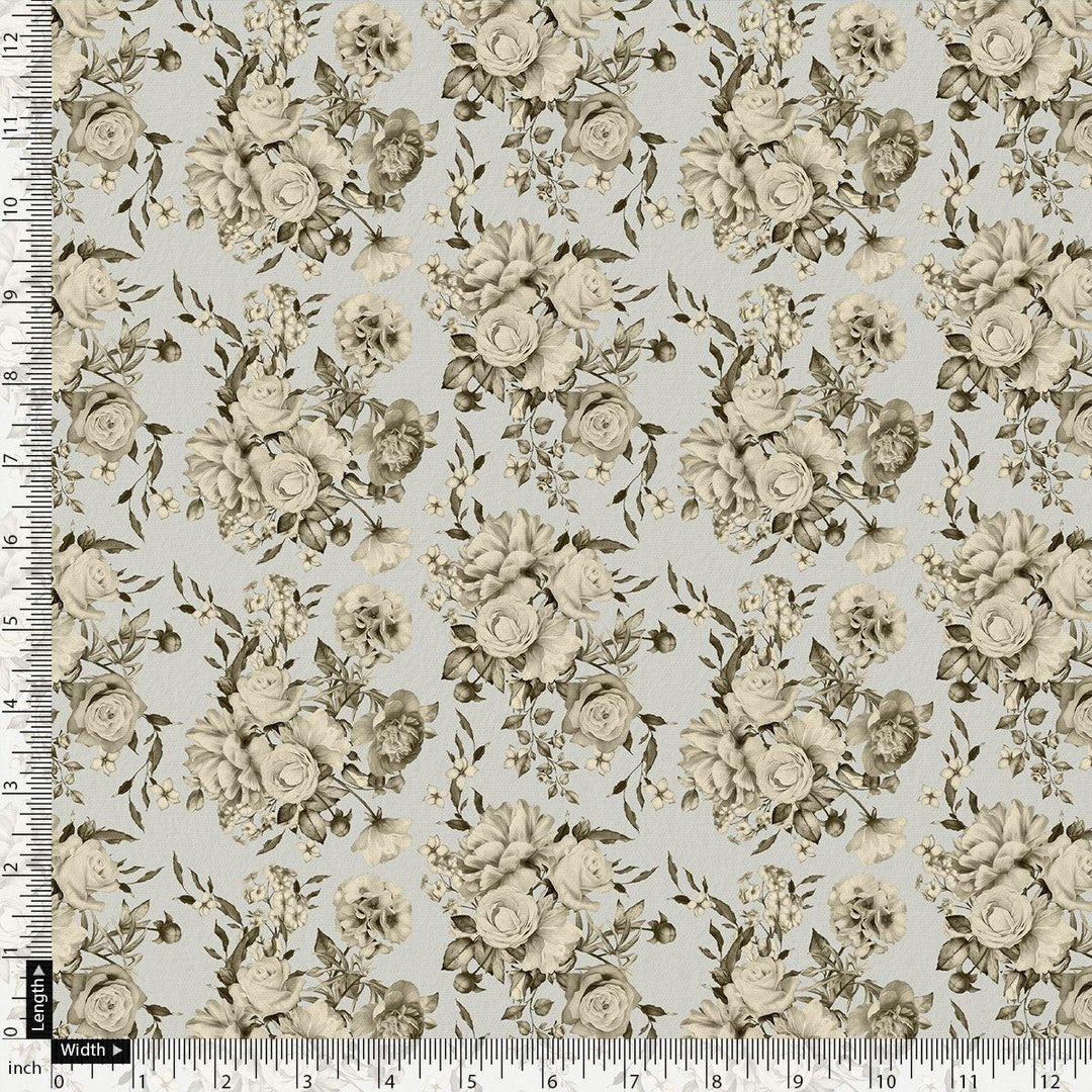 Floral Bright Golden Floral Digital Printed Fabric - Rayon - FAB VOGUE Studio®