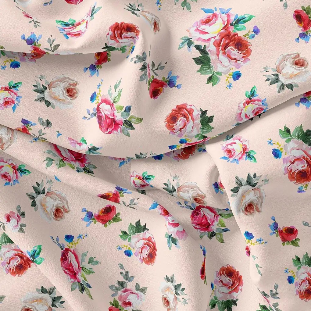 Exotic Blooms Water Color Cream Rose Digital Printed Fabric - Rayon – ra 0 ta08322 110 exotic blooms water color cream rose digital printed fabric rayon 3