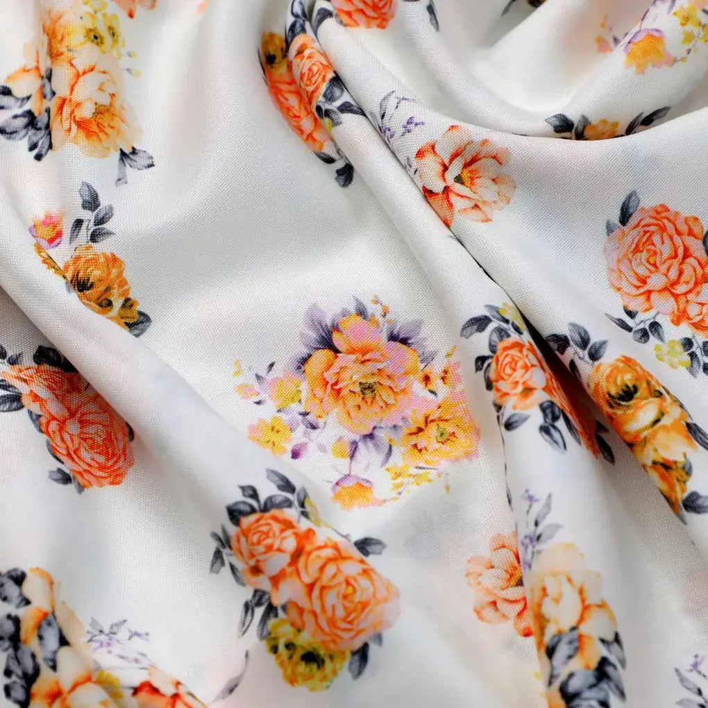 Yellow Lonicera Grey Leafs Digital Printed Fabric - Rayon – ra 0 ta08325p6 110 yellow lonicera grey leafs digital printed fabric rayon 3