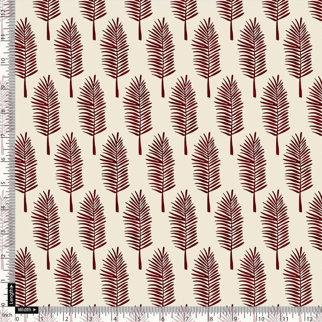 Red Pedate Leafs Digital Printed Fabric - Rayon - FAB VOGUE Studio®