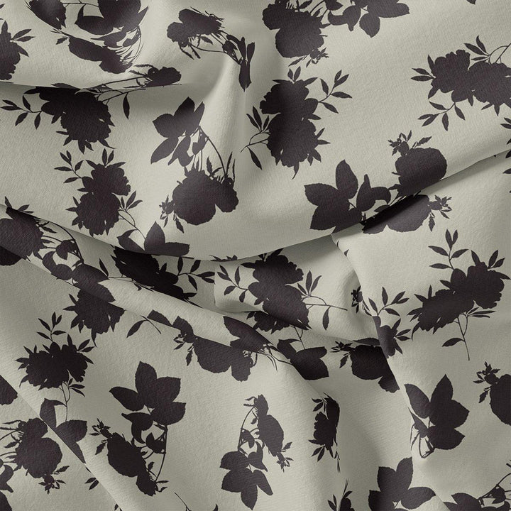 Black Floral Flower Digital Printed Fabric - Rayon - FAB VOGUE Studio®