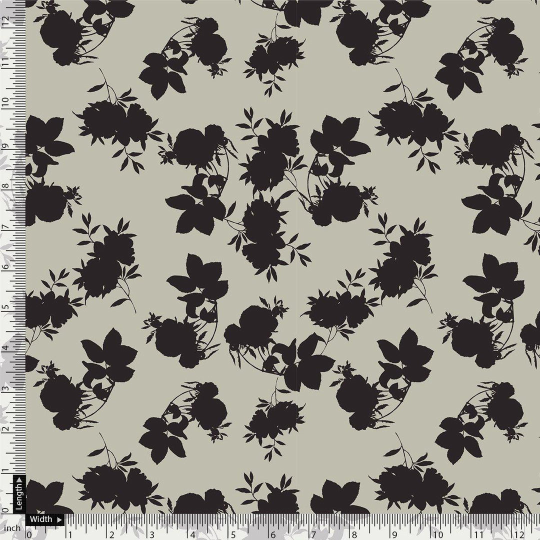 Black Floral Flower Digital Printed Fabric - Rayon - FAB VOGUE Studio®