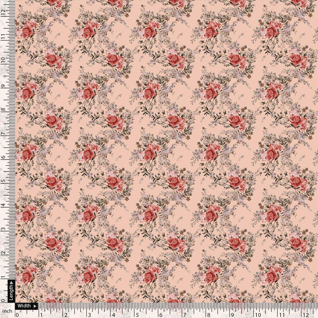 Beautiful Seamless Red Poppy Flower Digital Printed Fabric - Rayon - FAB VOGUE Studio®