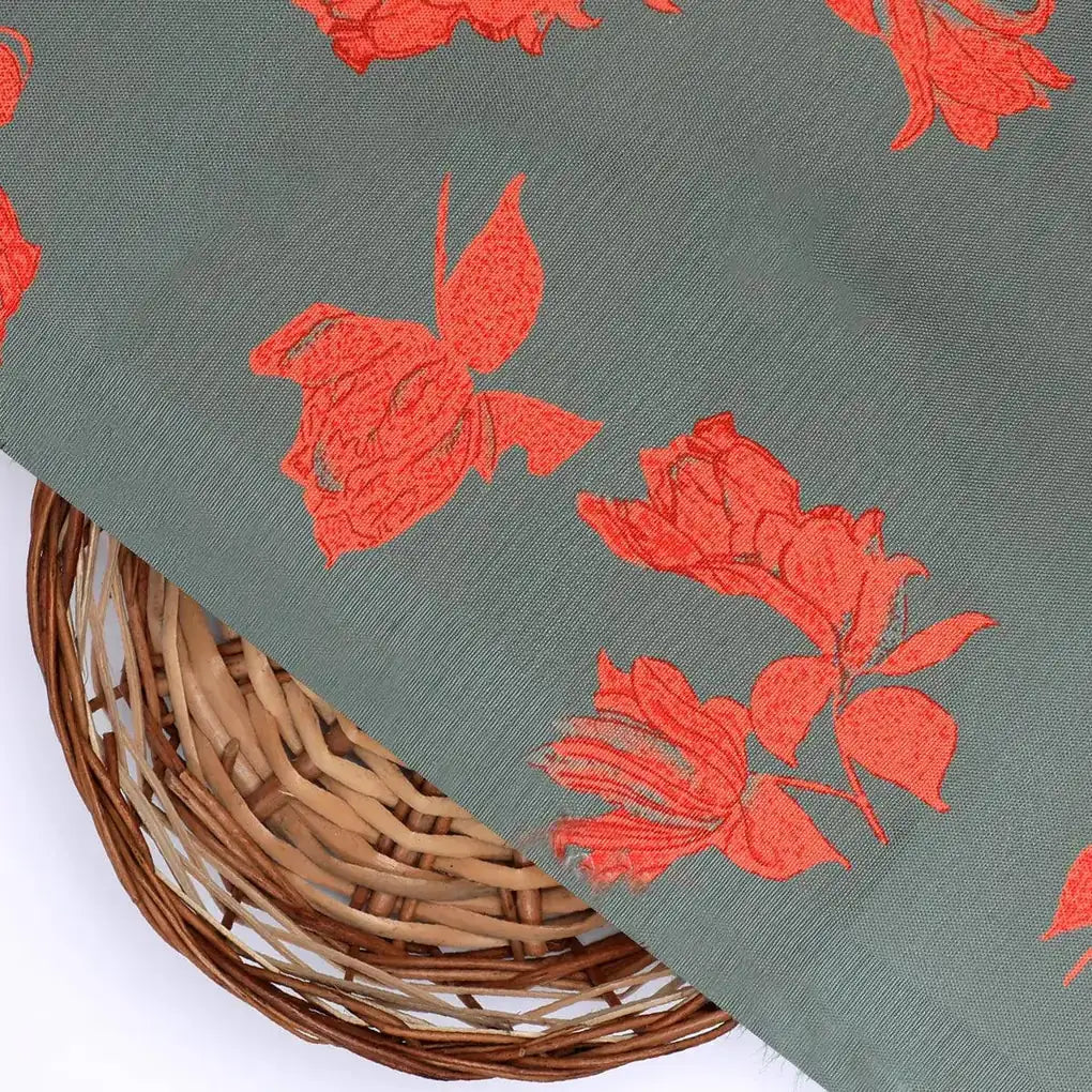 Tulips Roses With Orange Colour Digital Printed Fabric - Rayon – ra 0 ta08519 110 tulips roses with orange colour digital printed fabric rayon 2