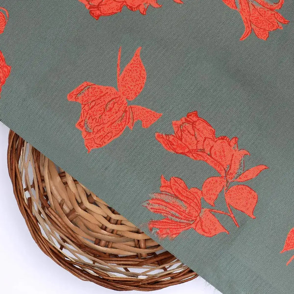 Tulips Roses With Orange Colour Digital Printed Fabric - Rayon – ra 0 ta08519 110 tulips roses with orange colour digital printed fabric rayon 2 - alternate view