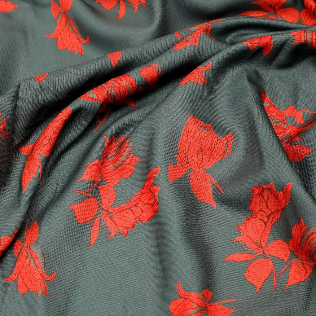 Tulips Roses With Orange Colour Digital Printed Fabric - Rayon – ra 0 ta08519 110 tulips roses with orange colour digital printed fabric rayon 3