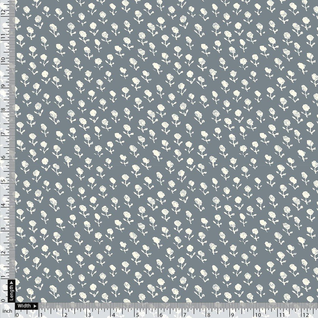 Iris Small Flower Digital Printed Fabric - Rayon - FAB VOGUE Studio®
