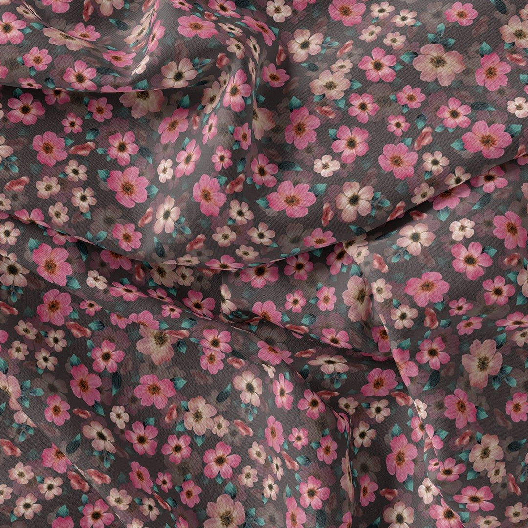 Buttercup Pink Floral Digital Printed Fabric - Rayon - FAB VOGUE Studio®